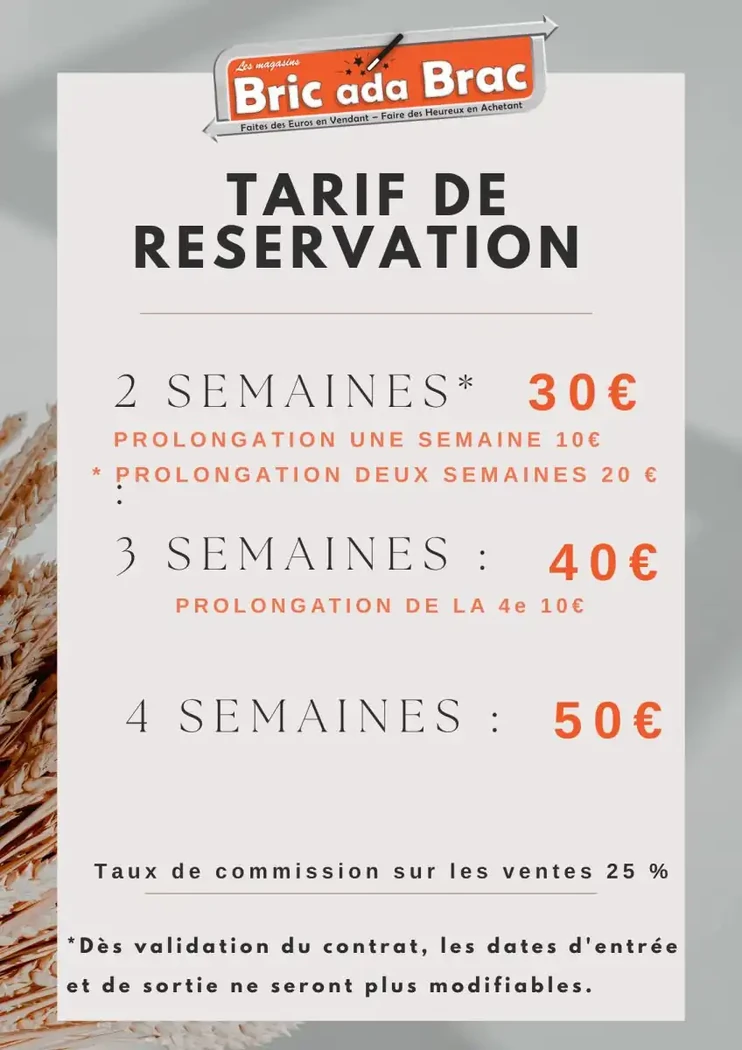 Tarifs location des STANDS